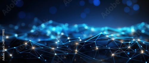 polygon, science, structure, tech, connection, futuristic, network, neural, connect, cyber. dynamic wave of particles and lines. abstract futuristic background. big data visualization. 3D rendering.