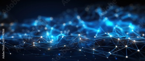 polygon, science, structure, tech, connection, futuristic, network, neural, connect, cyber. dynamic wave of particles and lines. abstract futuristic background. big data visualization. 3D rendering.