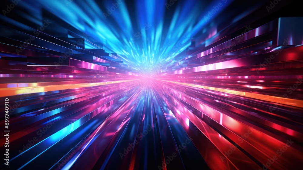 Obraz premium connection, network, technology, communication, futuristic, cyberspace, innovation, 3d rendering, city skyline, connect. abstract smart network and connection technology generative image via AI.