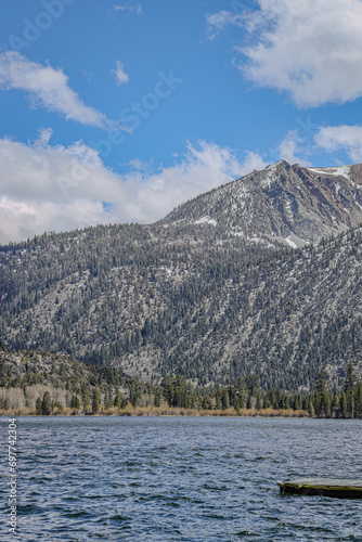 Lake and Eastern Sierra Mountains in Spring  HDR 