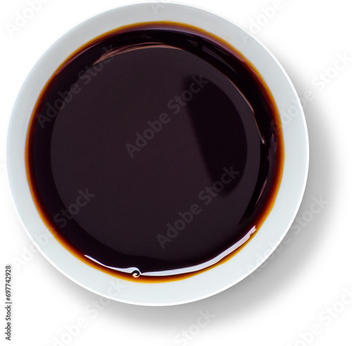 Close up view isolated soy sauce on plain background suitable for your element project. photo