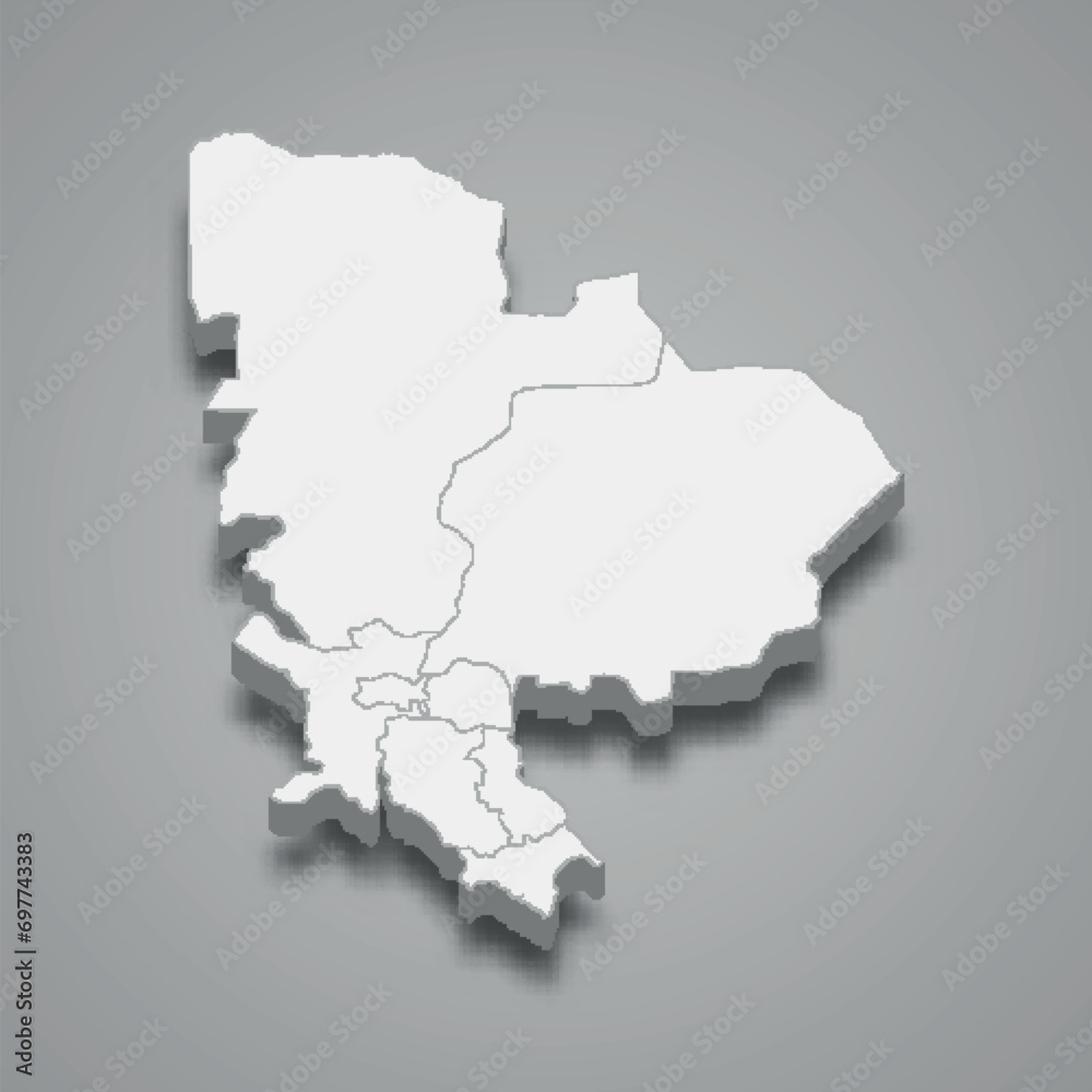 3d isometric map of Mbeya is a region of Tanzania