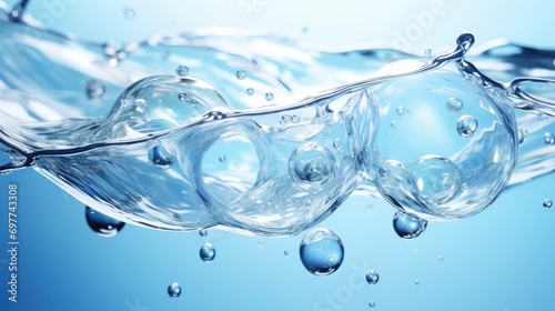 Close-up macro photo of water drops or oil bubbles on blue background.