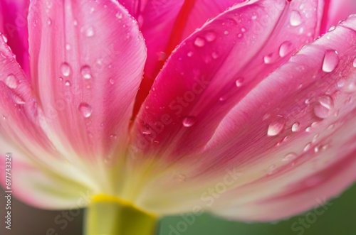 Closeup bright colorful pink tulip with water drops. consept of spring flowers  international women s day. AI generated