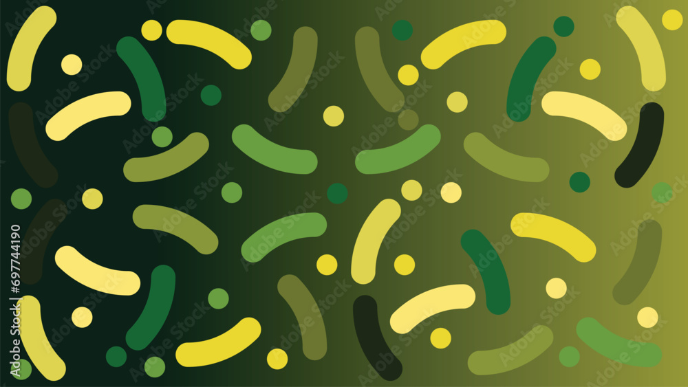 Abstarct spiral bubble dotted green background.