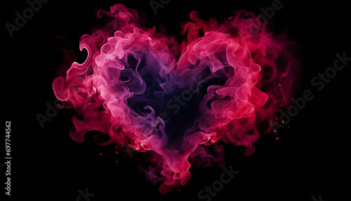 February 14 Valentines Day. Red smoke and fire in heart shape