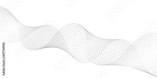 Abstract background with silver waves for banner. Medium banner size. Vector background with lines. Element for design isolated on white. Gold, metal, luxury. Holiday, celebration, card