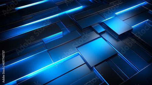 3d blue geometry abstract background with lines