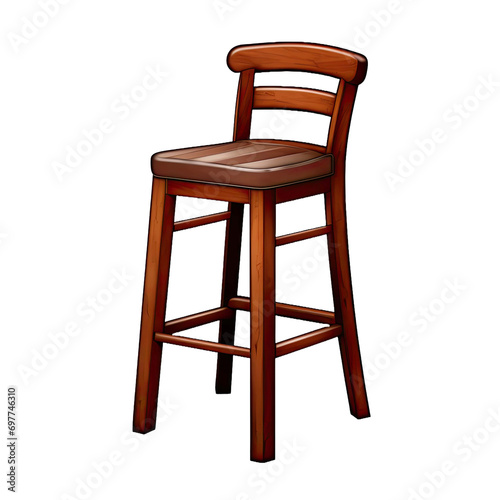 Bar stool isolated on a transparent background.