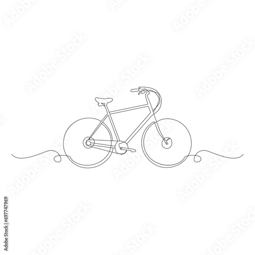 bicycle Single continuous line drawing. Trendy one line draw design vector illustration