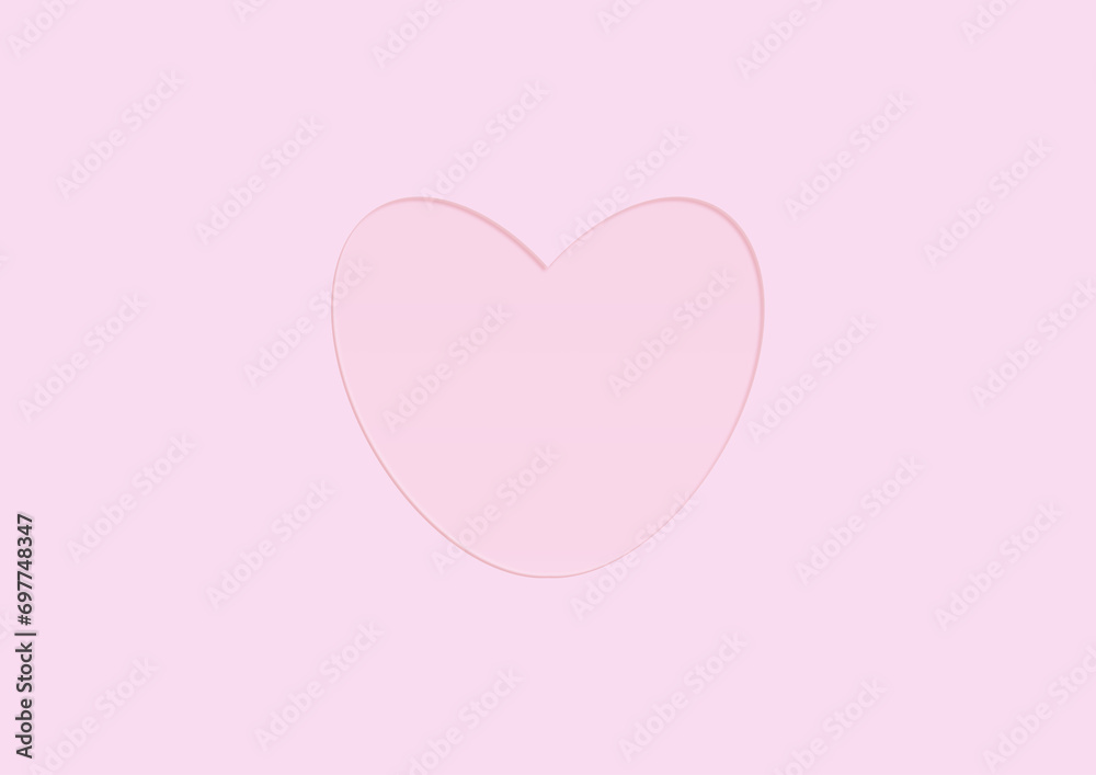 pink glass heart on a pink background. Elements for valentine day festival design. pastel love symbol. postcard for valentines and wedding.