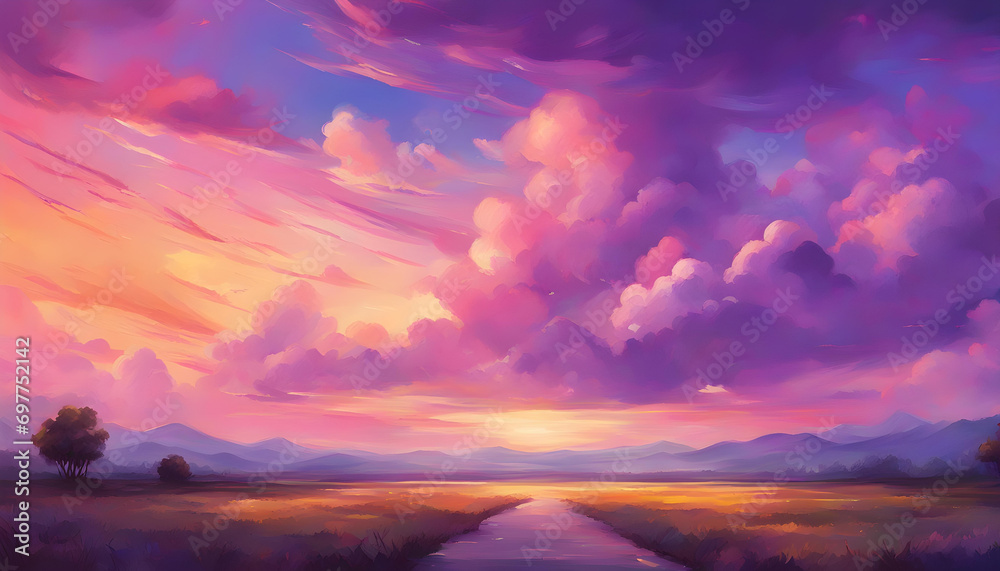 Purple sunset over the mountains