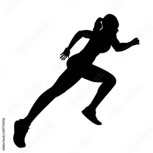 People running silhouette, running contest