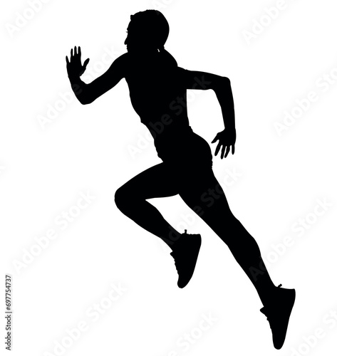 People running silhouette, running contest