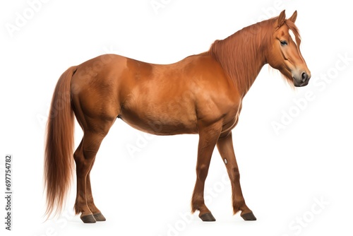 a brown horse with long hair