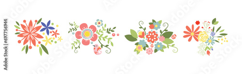 Flower and Floral Simple Colorful Element Vector Set