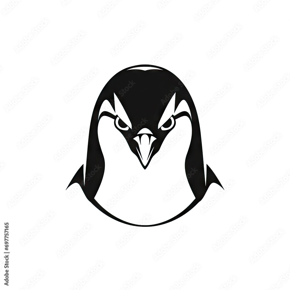 Obraz premium Penguin Head Icon, Ice Bird Silhouette, Antarctic Logo, Antarctica Symbol, Penguin Icon on White