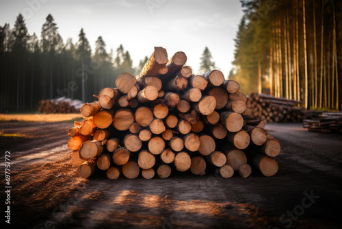 Forest Lumberyard  Cut Wood Pile