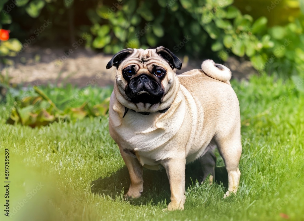 Pugs dog in garden , generated by AI