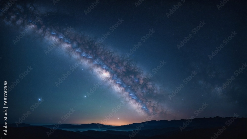Galaxy or Milky Way night sky background. Starry sky for a celestial and magical setting for text or graphics. Copy space.