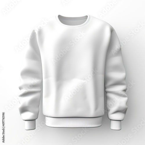 a white crew neck sweatshirt, in the style of matte photo, flat areas of color, high-key lighting, realistic, detailed rendering 