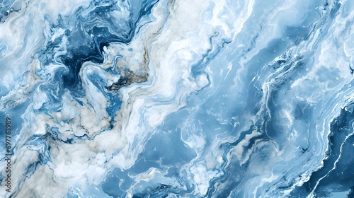 Blue White Marble Texture Panoramic Background