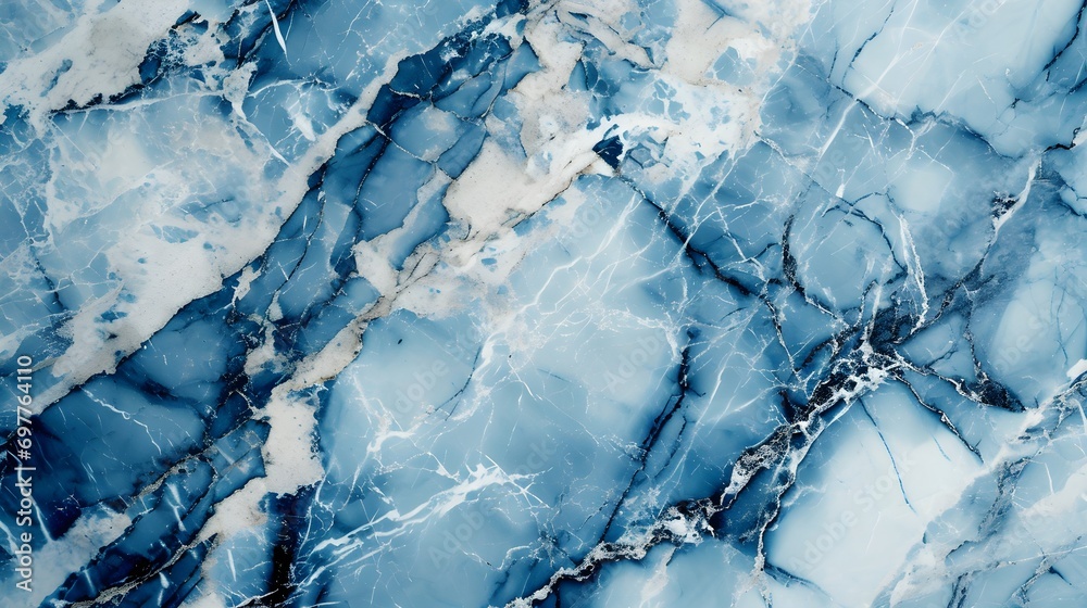 Blue and White Marble Texture Panoramic Background