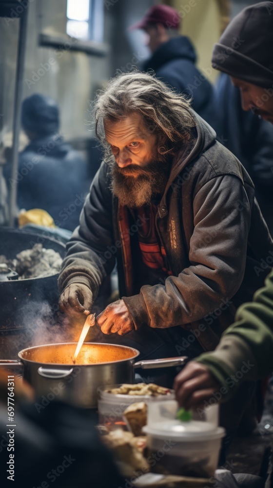 Homeless people in homeless shelter get food, housing problem Homeless people in homeless shelter get food, housing problem