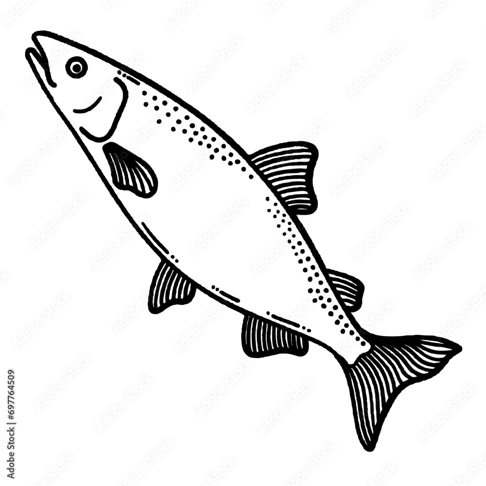 Fototapeta premium svg sea fish doodle element set