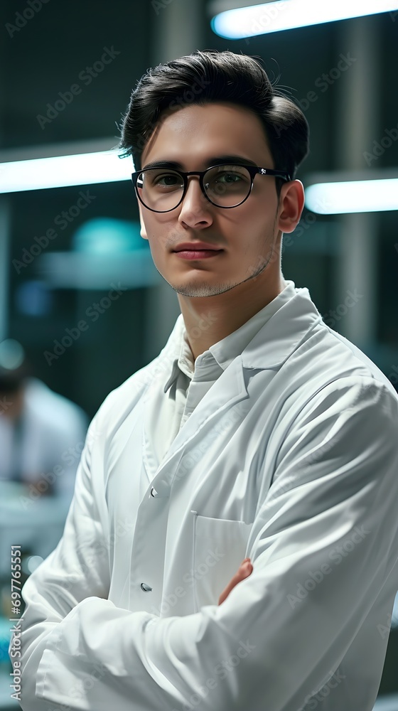 Young Male Scientist in Medical Laboratory Young Male Scientist in Medical Laboratory