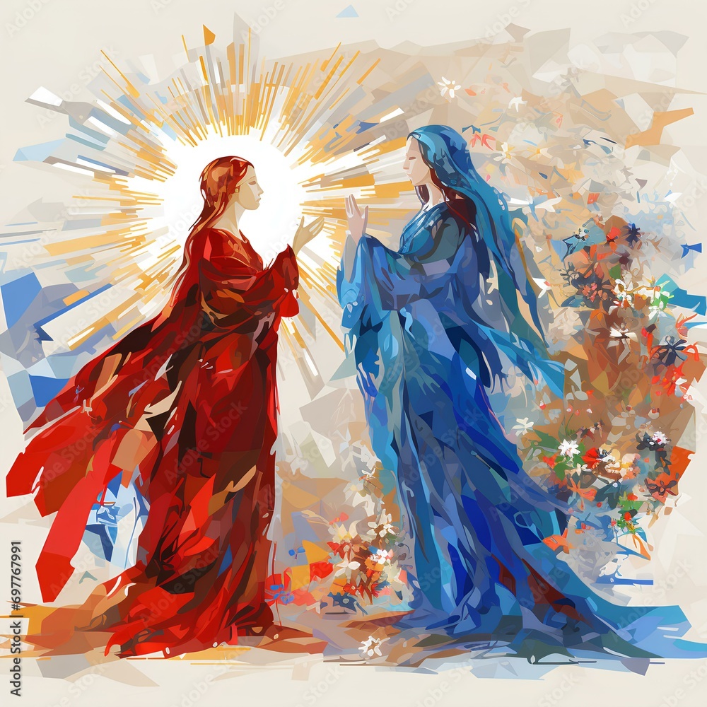 Fototapeta premium Illustration of heavenly angel of catholic religion