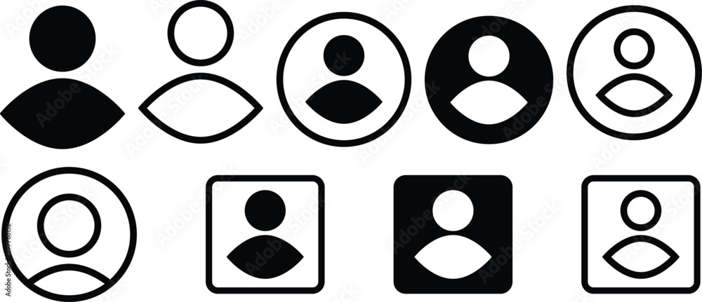 Set of User Icon. User Icon set. Profile icon. Monochrome icon. People sign. account symbol. Leader and workers. People icon set in trendy flat style. Team logo. Icon for business card design.