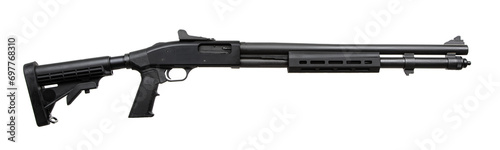 Canvas Print Pump-action 12 gauge shotgun isolated on a white background