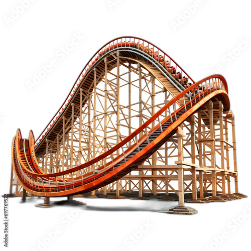 roller coaster isolated on transparent or white background, png photo