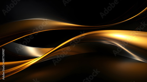 Abstract gold smooth lines on black background