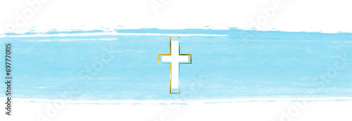 banner crosses illustration Isolated on transparent background, textured background, golden cross on the sky, vector Watercolor splash Easter cross clipart.