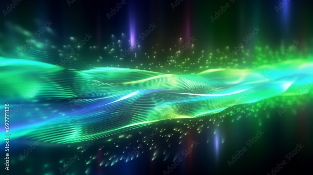 abstract futuristic background with pink blue glowing neon moving high speed wave lines and bokeh lights. Data transfer concept Fantastic wallpaper, Ai. High quality photo