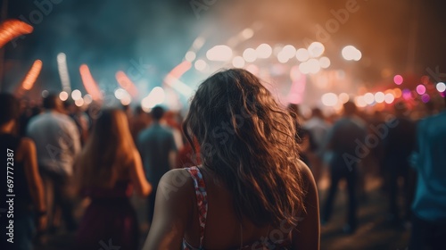 People dance while watching a concert, AI generated Image