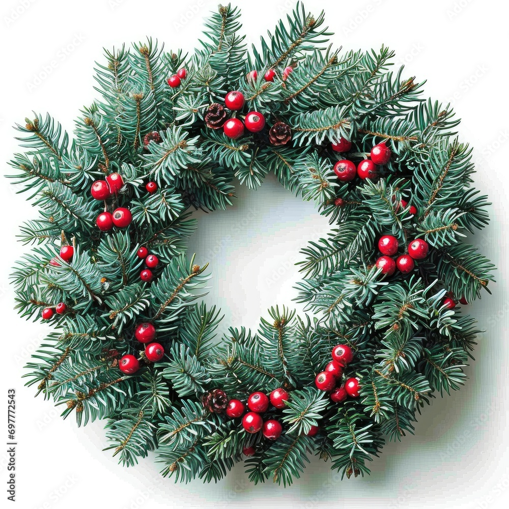 Advent wreath with red holly berries on a white background. New Year card, banner Advent wreath with red holly berries on a white background. New Year card, banner