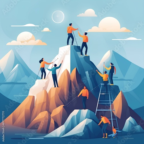 Concept of climbing professionally or socially, economically