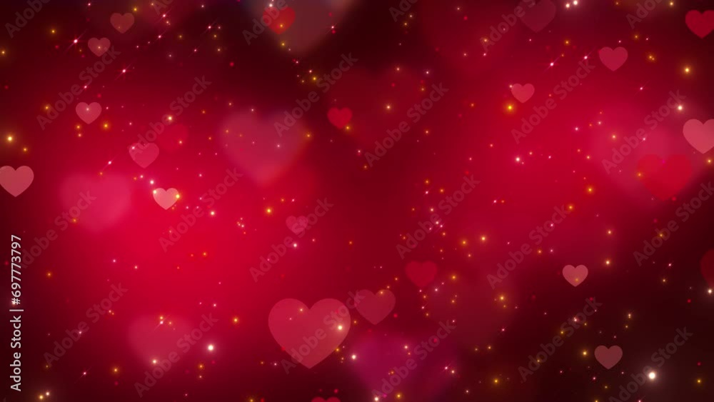 valentines day hearts and bokeh red 4k motion background, love and passion 14 February and anniversary design element