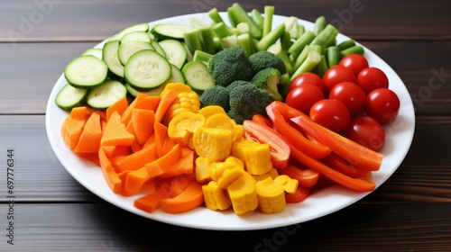 plate of vegetables on a wooden table