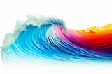 Colorful wave of water with white background and white background.