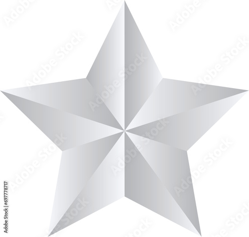 Metallic silver military style star vector illustration with a 3D metal effect