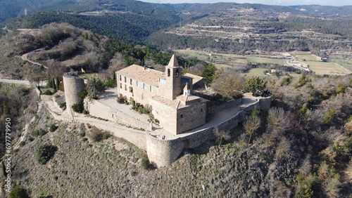 Aerial drone view of Castellvell in Solsona photo