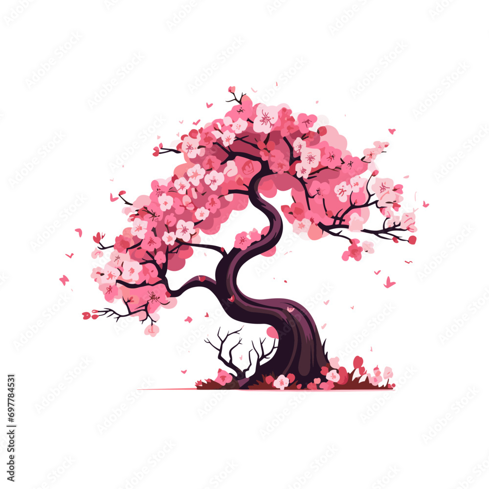 blossom branch sakura hand drawn