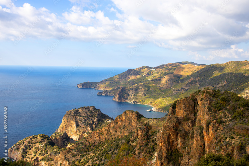 Turkey sea landscape. view of the blue sea and mountain landscape.