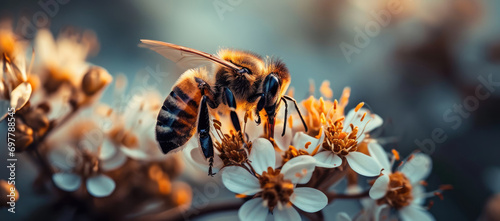 bee Close-up of a flower collecting nectar. © Alina Zavhorodnii