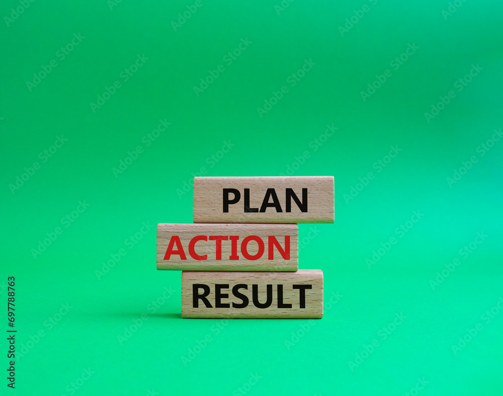 Plan Action Result symbol. Concept words Plan Action Result on wooden blocks. Beautiful green background. Business concept and Plan Action Result. Copy space. Plan Action Result symbol. Concept words Plan Action Result on wooden blocks. Beautiful green background. Business concept and Plan Action Result. Copy space.