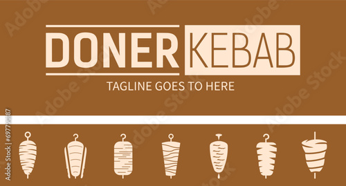 Shawarma logo for restaurants and markets. Doner kebab logo template. Premium Quality Emblems, Logo Template. Vector Illustration.
